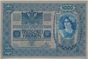 1902. 1000K piros "Deutschösterreich" felülbélyegzéssel, mindkét oldala német T:I-