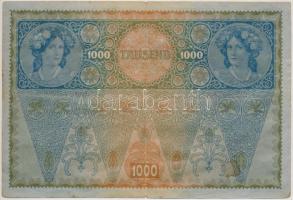 1902. 1000K vízszintes piros "DEUTSCHÖSTERRECIH" felülbélyegzéssel, II. kiadás, hátlap raj...