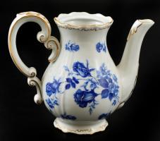 Zsolnay teás kancsó, kézzel festett, jelzett, fedél nélkül, apró kopásnyomokkal, m: 15,5 cm
