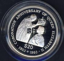 Tuvalu 1993. 20$ Ag "Erzsébet-40. koronázási évforduló" T:PP Csak 10.000db!