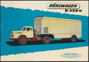1965 Dekoratív, rajzos német nyelvű katalógus a VW motorral felszerelt Ikarus D-450 N típusú hűtőkamionról, szép állapotban, 8p