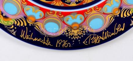 Rosenthal Bjorn Wiinblad tervezte falitál (Engel mit Trompete 1976), részben kézzel festett, jelzett...