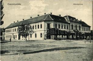1933 Csanádpalota, Községháza, Hangya Fogyasztási Szövetkezet üzlete, automobil (EK)