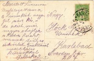 1905 Gödöllő, Központi szálloda + Kassa-Budapest 9. sz. vasút pecsét (EK)