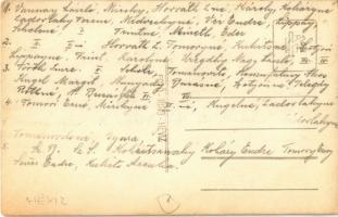 Hévíz, katonatisztek csoportképe urakkal és hölgyekkel; hátoldalon névsor. Ring photo