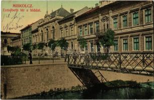 1909 Miskolc, Erzsébet tér, híd. Kiadja Grünwald Ignác