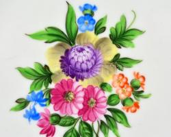 Herendi virágmintás áttört tálka, kézzel festett, jelzett, hibátlan, d: 20 cm