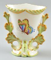 Herendi Viktória mintás kis váza, kézzel festett, jelzett, hibátlan, m: 11 cm