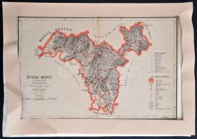 1880 Nyitra megye közigazgatási térképe. Hátsek Ignác - A magyar szent korona országainak megyei tér...