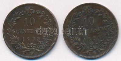 Olaszország 1893B/I 10c Cu + 1894B/I 10c Cu "I. Umberto" T:2
Italy 1893B/I 10 Centesimi C...