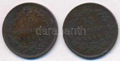 Olaszország 1866M 10c Cu + 1866N 10c Cu "II. Viktor Emánuel" T:2,2- kis ph.
Italy 1866M 1...