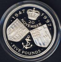 Nagy-Britannia 1997. 5Ł Ag "Erzsébet és Fülöp-aranylakodalom" T:PP