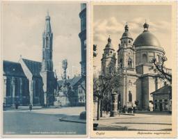 12 db RÉGI magyar városképes lap: Szerencs, Balassagyarmat, Kisbér, Ják, Cegléd, Szombathely, Keszth...