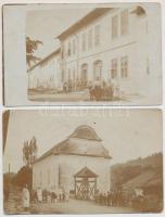 1901 Segesvárszék, Schässburger Stuhl, Scaunul Sighisoarei; Evangélikus népiskola és templom / school and church - 2 db eredeti fotó / 2 original photo postcards