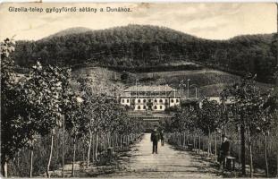 1909 Visegrád, Gizellatelep gyógyfürdő, sétány a Dunához, Erzsébet szálloda. Kiadja a Rigler rt.