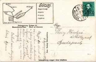 1935 Zalaegerszeg, Virágos tér, "Hiszek Magyarország feltámadásában" feliratos irredenta v...