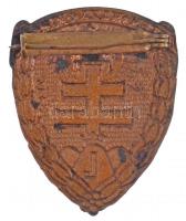 ~1930-1940. "Isten-Haza-Király" zománcozott Levente jelvény (42x34mm) T:1-