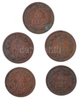 1858B 5/10kr Cu (5x) T:2 kis patina
Adamo M3