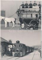 5 db MODERN magyar vasúti motívumlap, vonatok, gőzmozdony, omnibusz, lóvasút / 5 modern Hungarian ra...