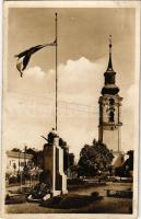 Margitta, Marghita; országzászló, Református templom / Hungarian flag, Calvinist church (Rb)