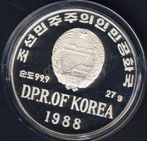 Észak-Korea 1988. 500W Ag "Téli olimpia-hokiütő és labda" T:PP