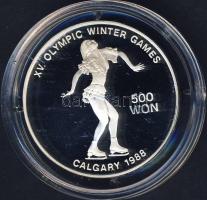 Észak-Korea 1989. 500W Ag "Téli olimpia-műkorcsolya" T:PP