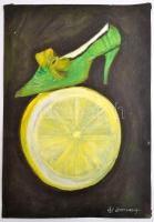 Kazovszkij jelzéssel: Magassarkú a citromon. Tempera, papír, 50×35 cm