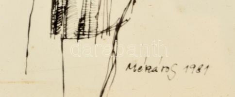 Mészáros Dezső (1923-2003): Pályaudvar. Ofszet, papír, üvegezett keretben, 34×86 cm