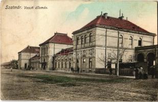 Szatmárnémeti, Szatmár, Satu Mare; vasútállomás. Magyar Áruház kiadása / Bahnhof / railway station (fl)