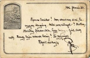 1916 Isonzo-Armee 1915 feliratú sapkajelvény képe tábori postai levelezőlapon / WWI Austro-Hungarian K.u.K. cap badge (EM)