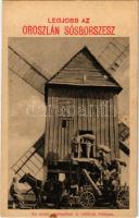 Az orosz malomban is nekünk őrölnek. Oroszlán sósborszesz reklám / WWI Austro-Hungarian K.u.K. military, soldiers at a captured Russian windmill, advertisement