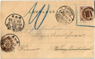 1897 (Vorläufer!) Sopron, Oedenburg; Várkörút, Mihály templom, Deák tér, Széchenyi szobor és tér, So...