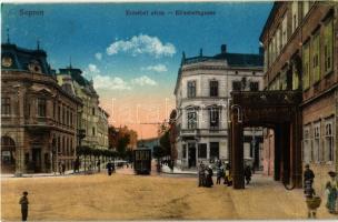 1916 Sopron, Erzsébet utca, villamos (EK)