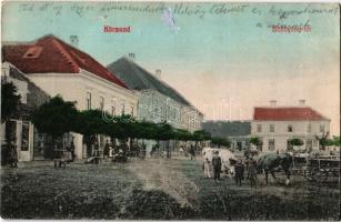 1915 Körmend, Batthyány tér, piac, Krausz József üzlete, biztosító (Rb)