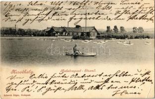 1910 Keszthely, Balatonpart-strand, csónakos (EK)