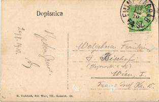 1910 Jasztrebarszka, Jastrebarsko; utcakép, templom. R. Trebitsch felvétele / street view with churc...