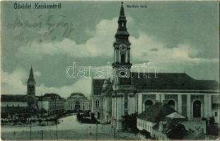 1906 Kecskemét, Barátok tere, templom, piac