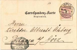 1898 Varasd, Warasdin, Varazdin;  Hauptplatz, Schloss Trakostyán / Dvor Tracoscan / látkép, Fő tér, ...