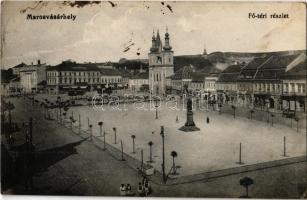 1915 Marosvásárhely, Targu Mures; Fő tér, Takarékpénztár, Staibl, Mózes Károly üzlete. Kiadja Porjes S. Sándor / main square, savings bank, shops (EK)