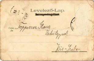 Kassa, Kosice; templom, Szentháromság szobor / church, Trinity church, floral, litho   (Rb)