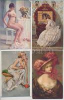 9 db RÉGI motívumlap: hölgyek és művészlapok / 9 pre-1945 motive postcards: ladies and art