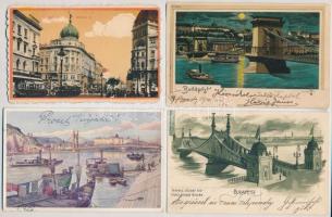 Budapest - 8 db régi képeslap, két lithoval / 9 pre- 1945 postcards with 2 litho