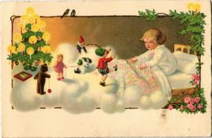 Karácsonyi Üdvözlet / Children art postcard, Christmas greeting s: Pauli Ebner