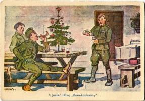 Baka karácsony / Hungarian military art postcard, Christmas at the barracks s: Juszkó (vágott / cut)