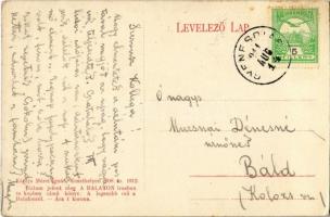 1911 Keszthely, Balatoni sport, evezősök, háttérben a szigetfürdő. Mérei Ignác kiadása (EK)