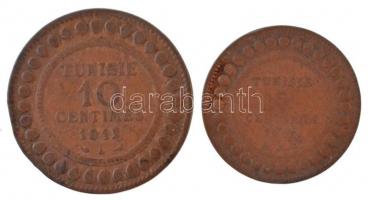 Tunézia 1912A 10c Br "Mohamed al-Nazír" + 1917A 5c Br "Mohamed al-Nazír" T:2,2-
...