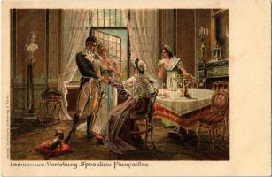 Ebbinghaus: Verlobung Sposalizio Fiancailles / Romantic art postcard. Nordwestd. Antiquariat litho