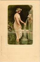 Lady with fountain. Erika Nr. 498. litho