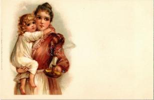 Mother with her child. Wezel & Naumann litho