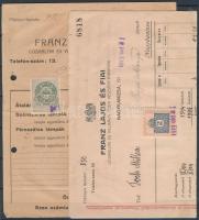 1913-1922 A Franz Lajos és fiai gőzmalom és villamos üzem céges számlái